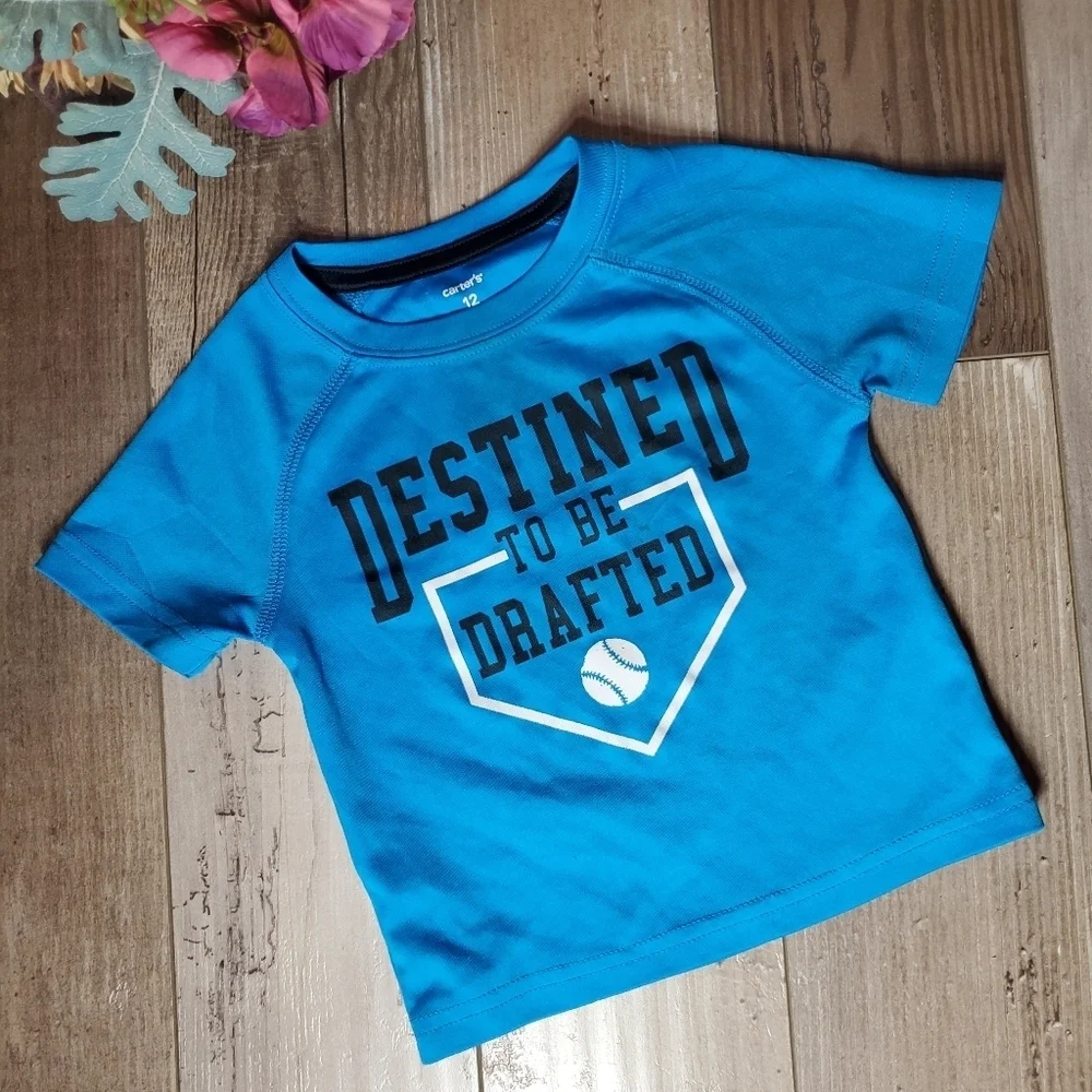 Carter's Size 12m Blue Baby Boy Baseball Athletic T-Shirt EUC